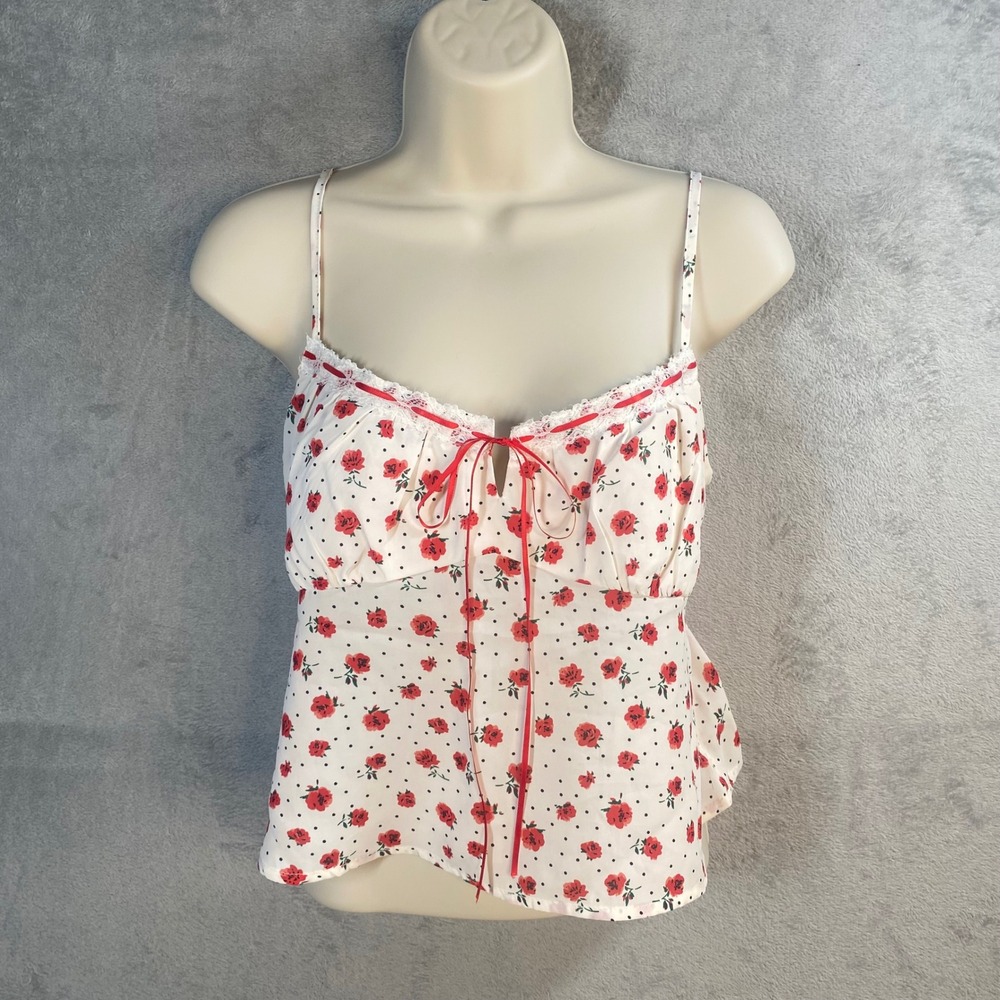 Beverly and Beck Babydoll Cami Top Size Medium Lace‎ Trim Y2k Coquette Cottage